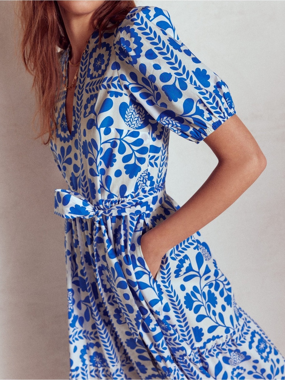 Boden Blue and White Floral Wrap Maxi Dress - Picture 7 of 8